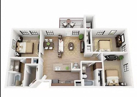 Floor plan for 3 beds, 2 baths, 1150 sqft